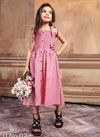 Pink Colour Western Wear Latest Designer Exclusive Fancy Off shoulder frock Westen Style South Cotton Kids Wear Collcetion Hubby 02